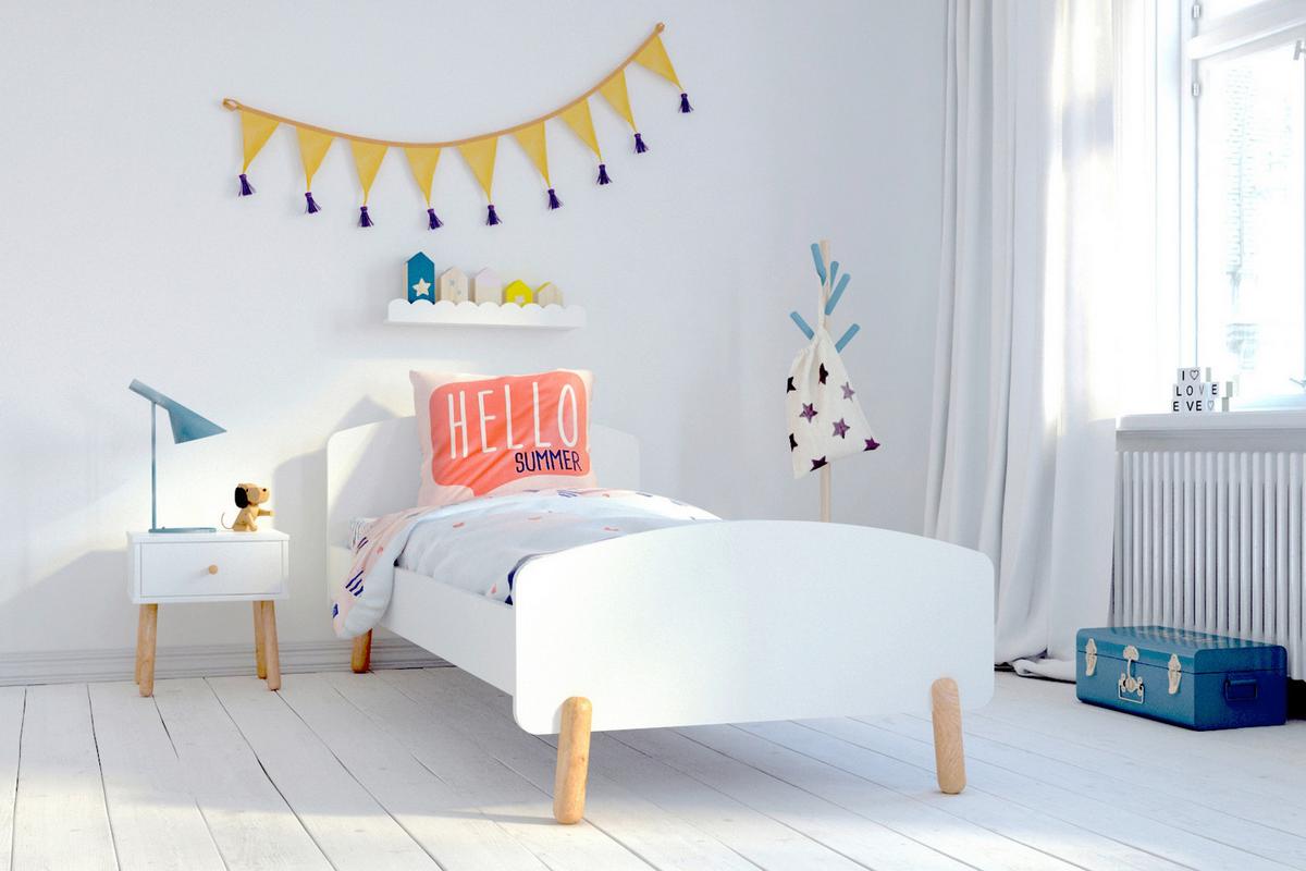 BETT Naturfarben/Weiß 90x200cm - Weiß/Naturfarben, Design, Holz/Holzwerkstoff (90/200cm) - Livetastic