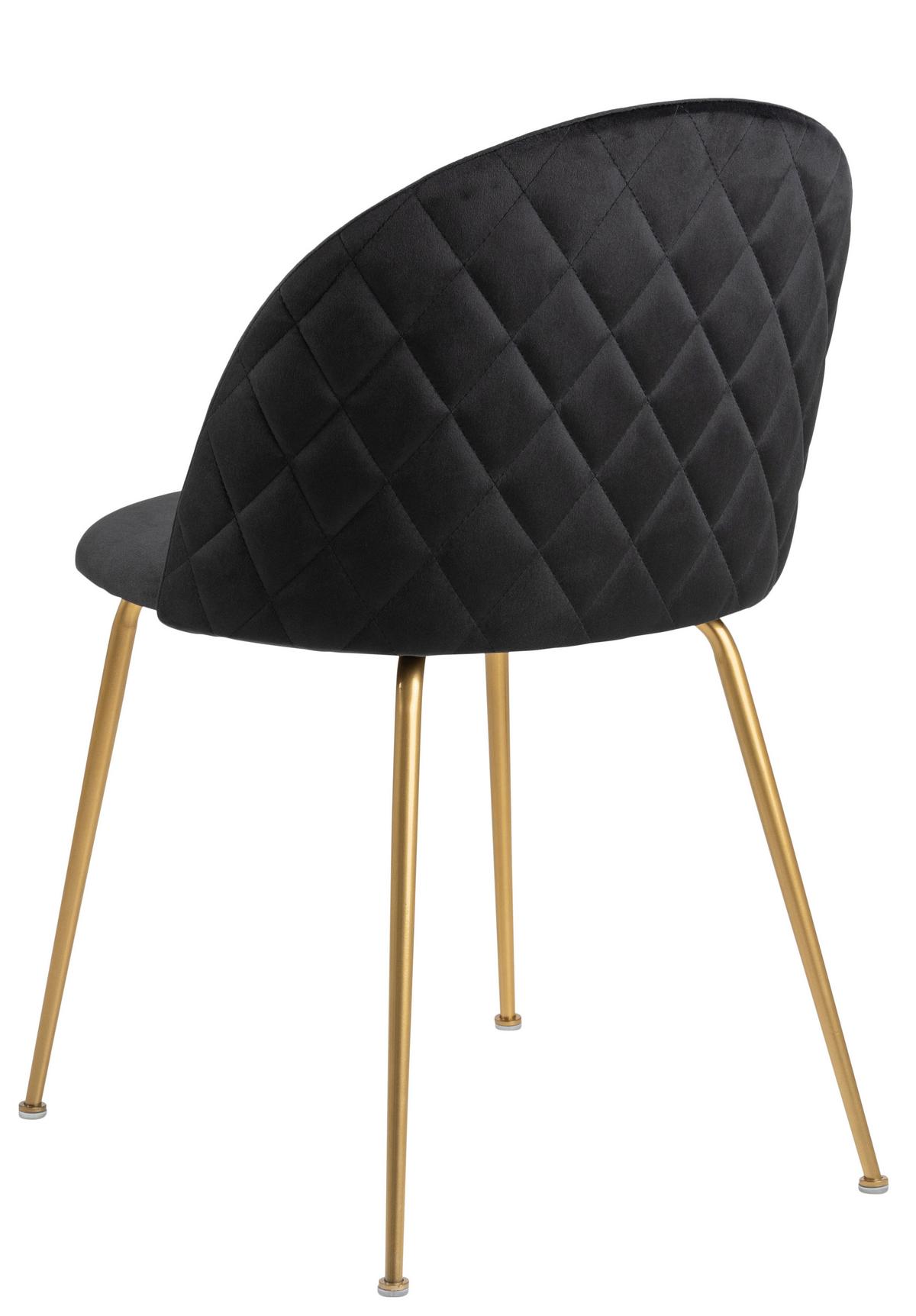 Polsterstuhl Louise Schwarz Gepolstert - Messingfarben/Goldfarben, KONVENTIONELL, Textil/Metall (49,5/80,5/54cm) - Livetastic