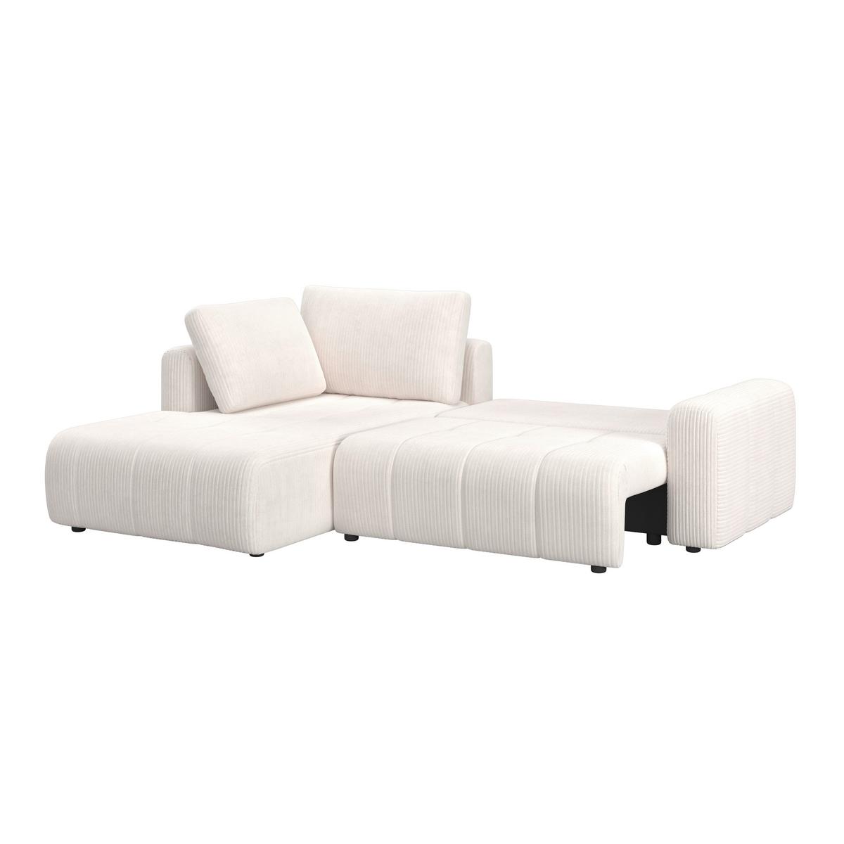 Sedací souprava GIA, levá, bílá - bílá/černá, Moderní, dřevo/textil (261/94/197cm) - Bessagi Home