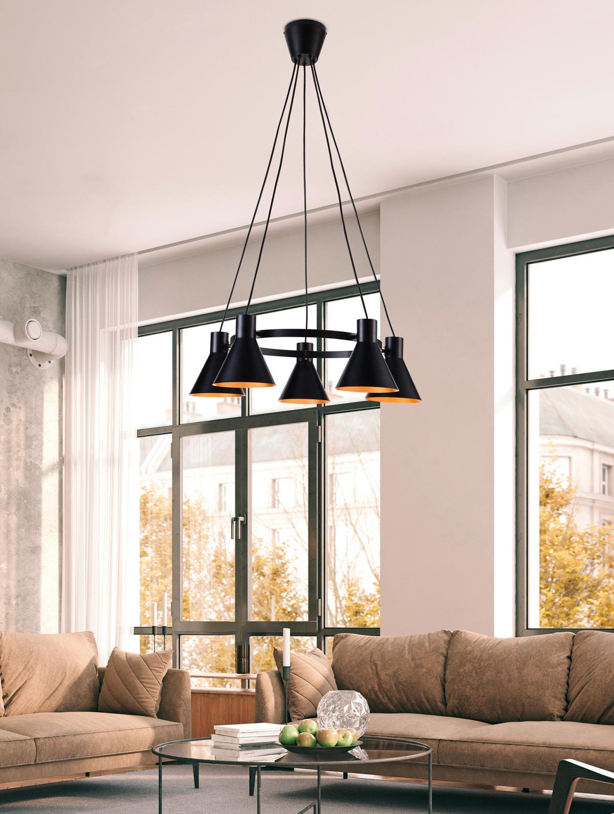 Pendelleuchte 35-71163 More - Goldfarben/Schwarz, Design, Metall (65/65/100cm)