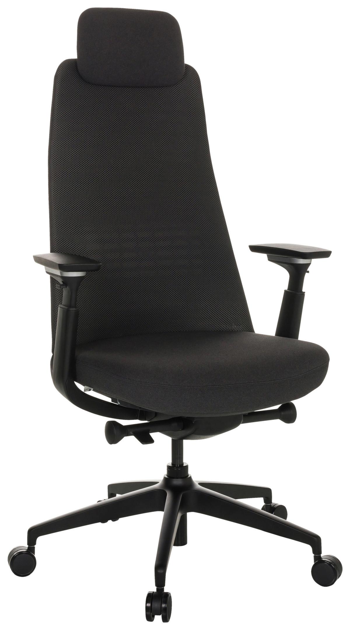 Drehstuhl Yucano - Schwarz, Basics, Kunststoff/Textil (68/120-131/60cm) - MID.YOU