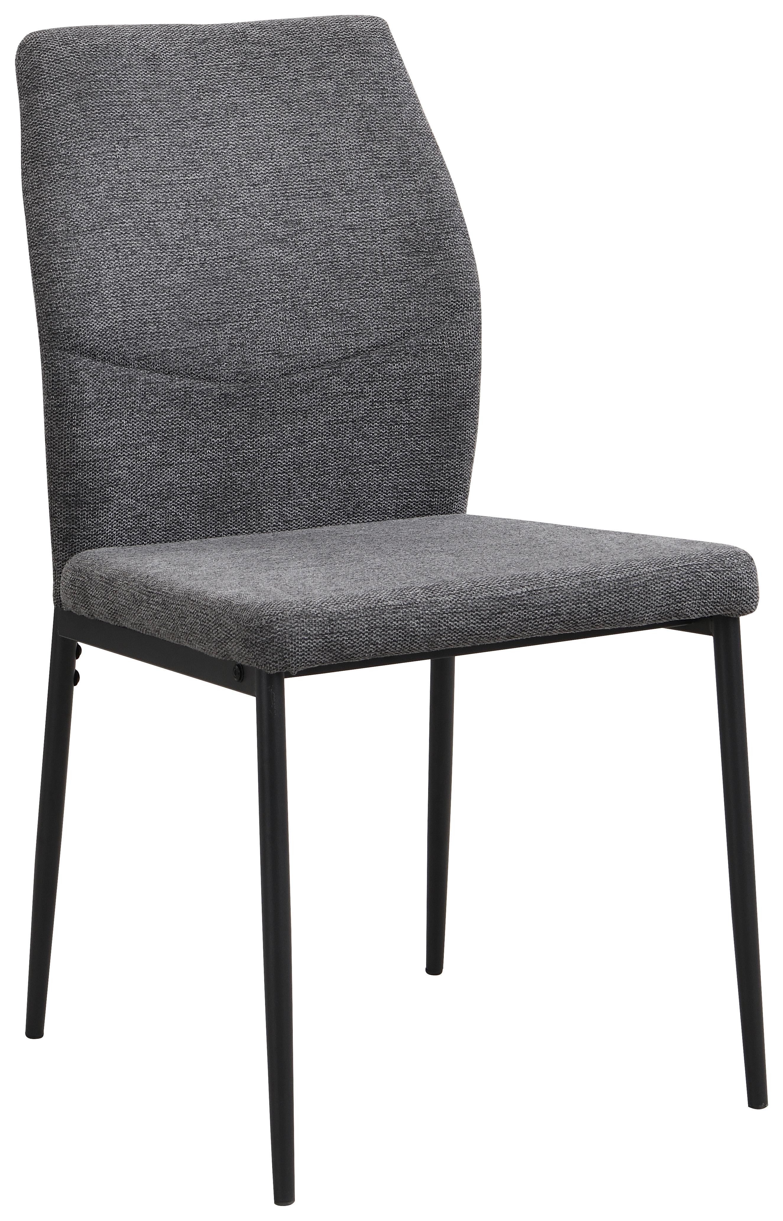 Vierfußstuhl Augusta Webstoff Anthrazit - Anthrazit/Schwarz, MODERN, Textil/Metall (45/87/55cm) - Kela