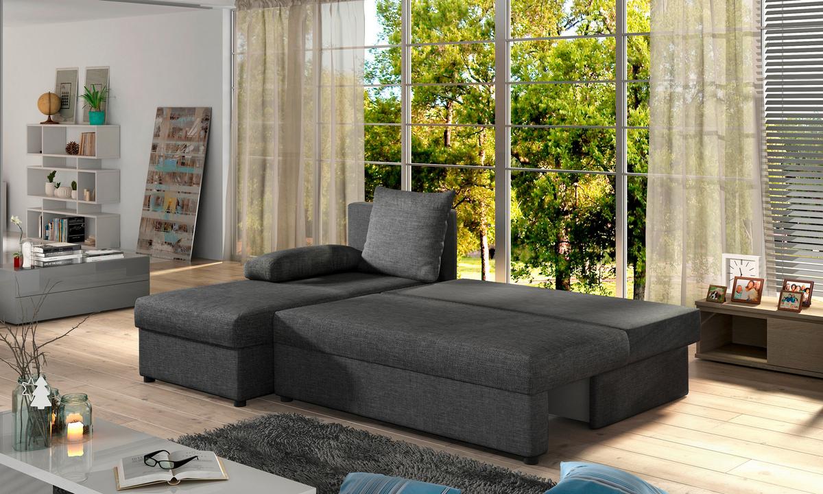 Ecksofa Gino Grau S: 201x143 Cm - Schwarz/Grau, Design, Textil (201/143cm) - MID.YOU
