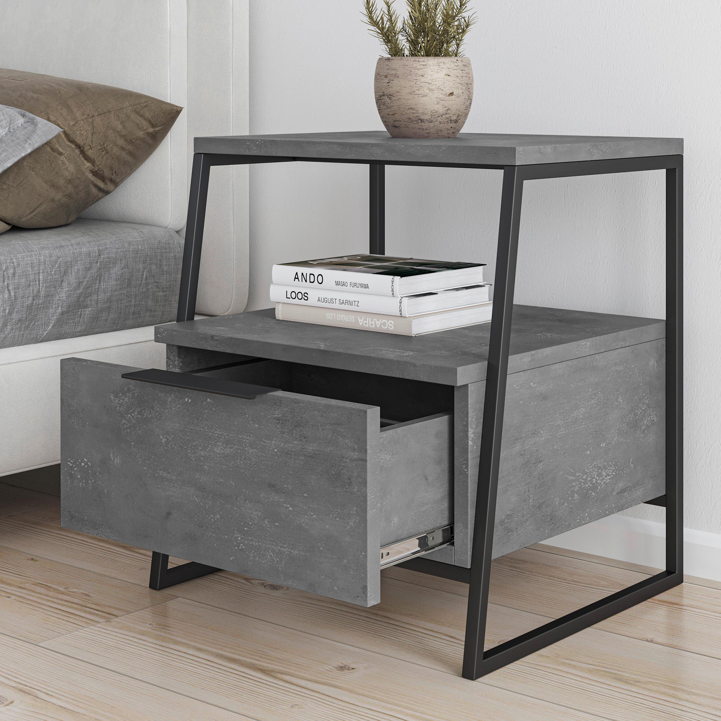 Beistelltisch Pal Beistelltisch - Schwarz/Grau, Design, Holzwerkstoff/Metall (45/50/41cm) - Livetastic