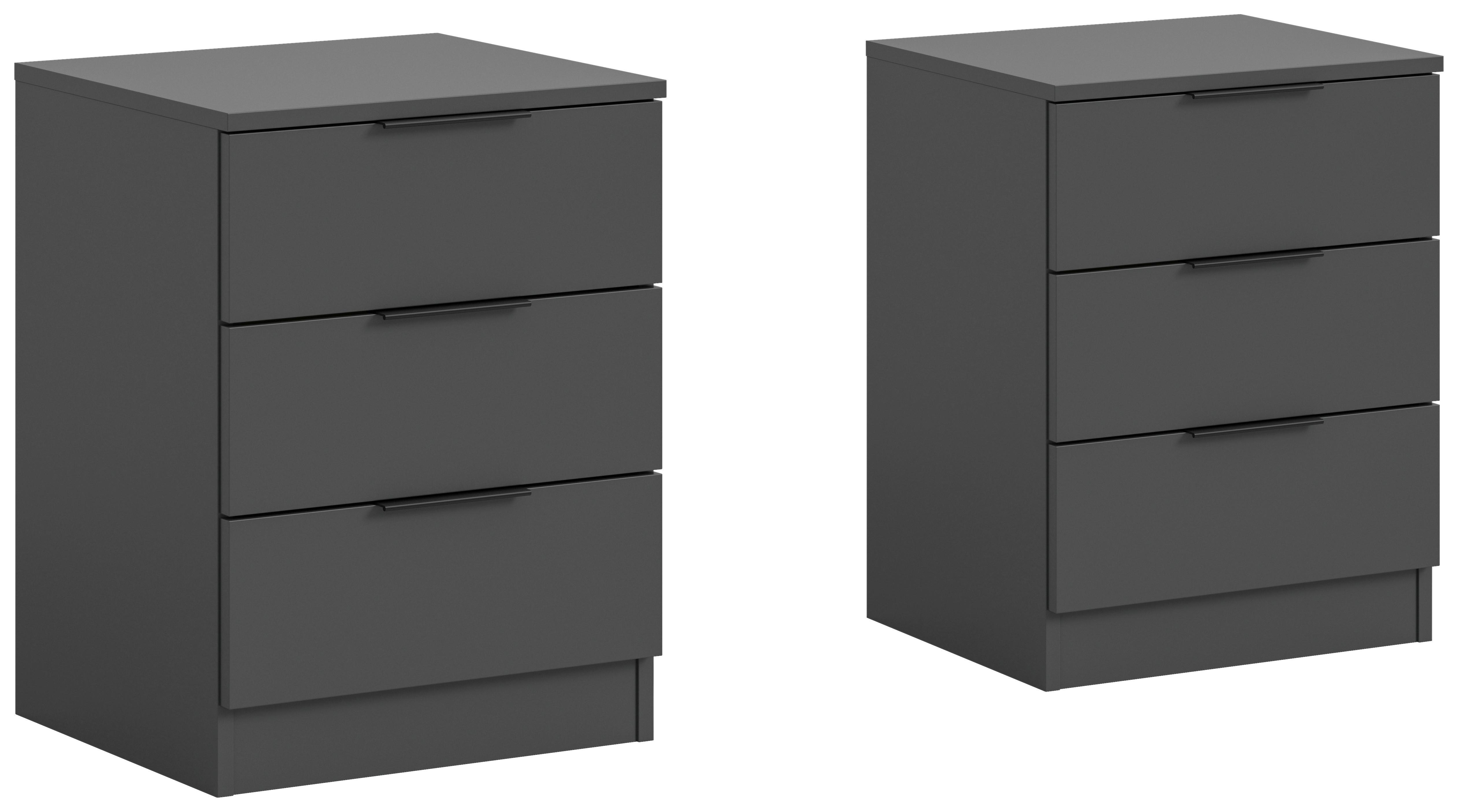 Nachtkästchenset Kopenhagen Anthrazit B: 45 Cm - Anthrazit/Schwarz, MODERN, Holzwerkstoff (45/60/40cm) - MID.YOU