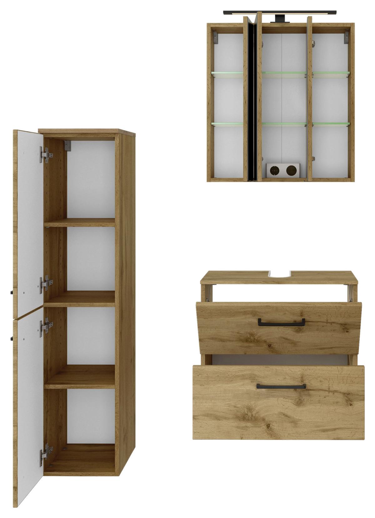 Badmöbel-set Manchester B: 90 Cm Eiche Wotan Dekor - Eichefarben, MODERN, Holzwerkstoff (90cm) - Held