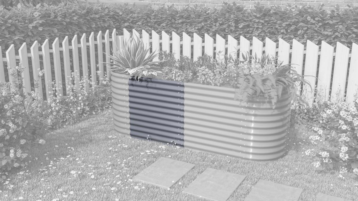 Hochbeet-erweiterung Vita 82,1x85,8x80 Cm, Oval, Grau - Grau, Basics, Metall (82,1/85,8/80cm)