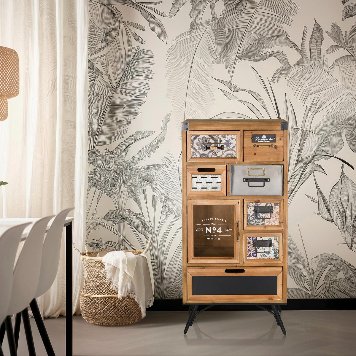Sideboard Continento S Multicolor/Naturfarben B: 53cm - Multicolor/Schwarz, MODERN, Holz (53/104/32cm) - MID.YOU