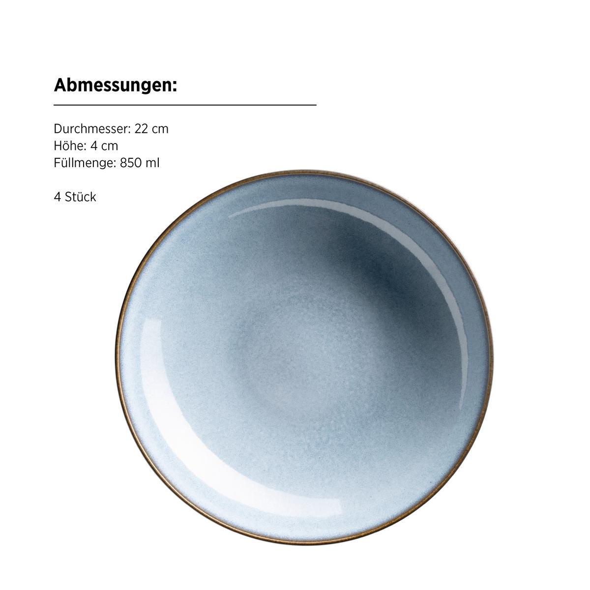 Tafelservice Smoky's 8-Teilig Steinzeug, Blau, 4 Personen - Blau, Basics, Keramik - Mäser