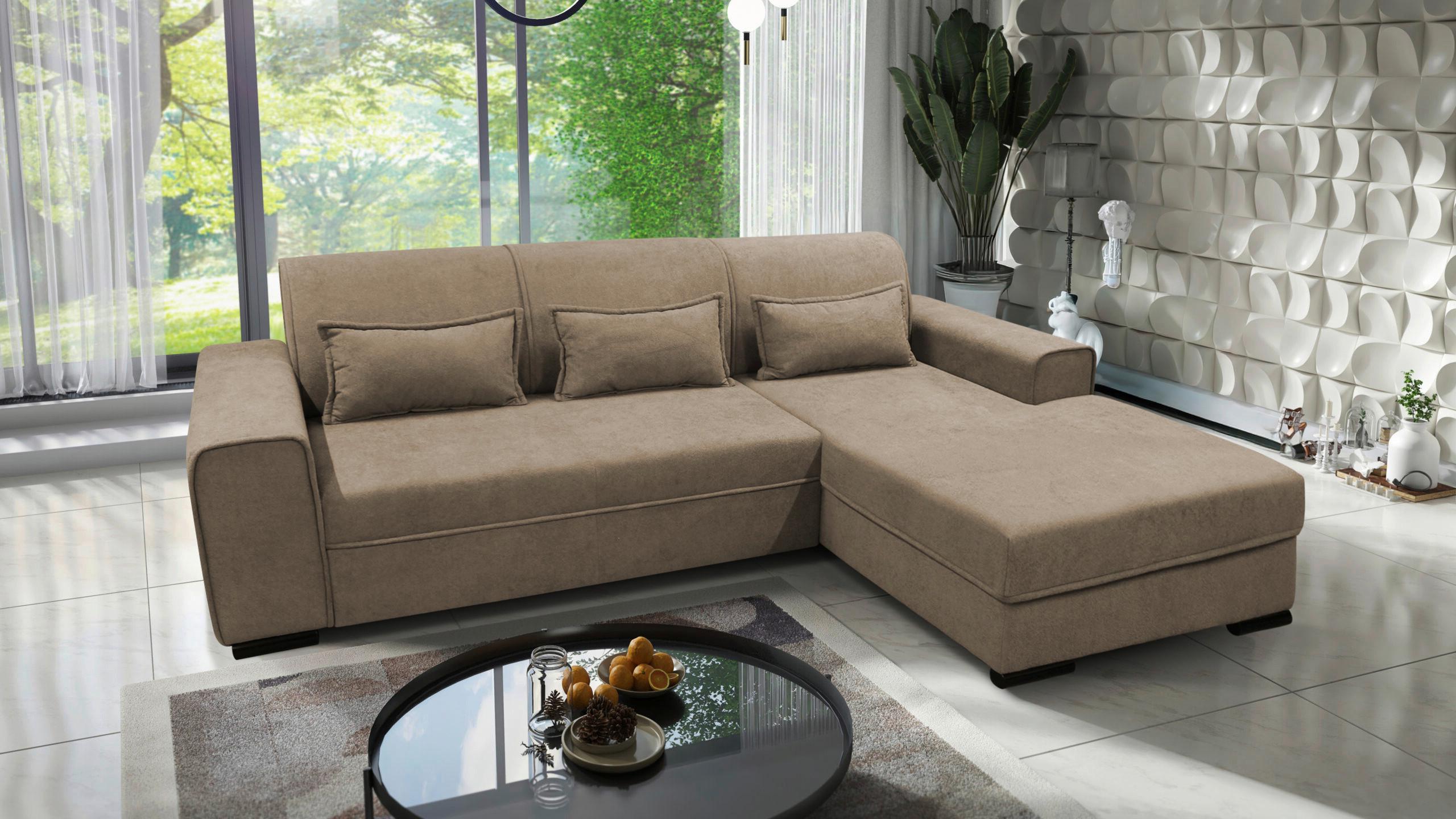 Ecksofa Classic Taupe 270x175 Cm - Taupe/Schwarz, Design, Textil (270/175cm) - MID.YOU