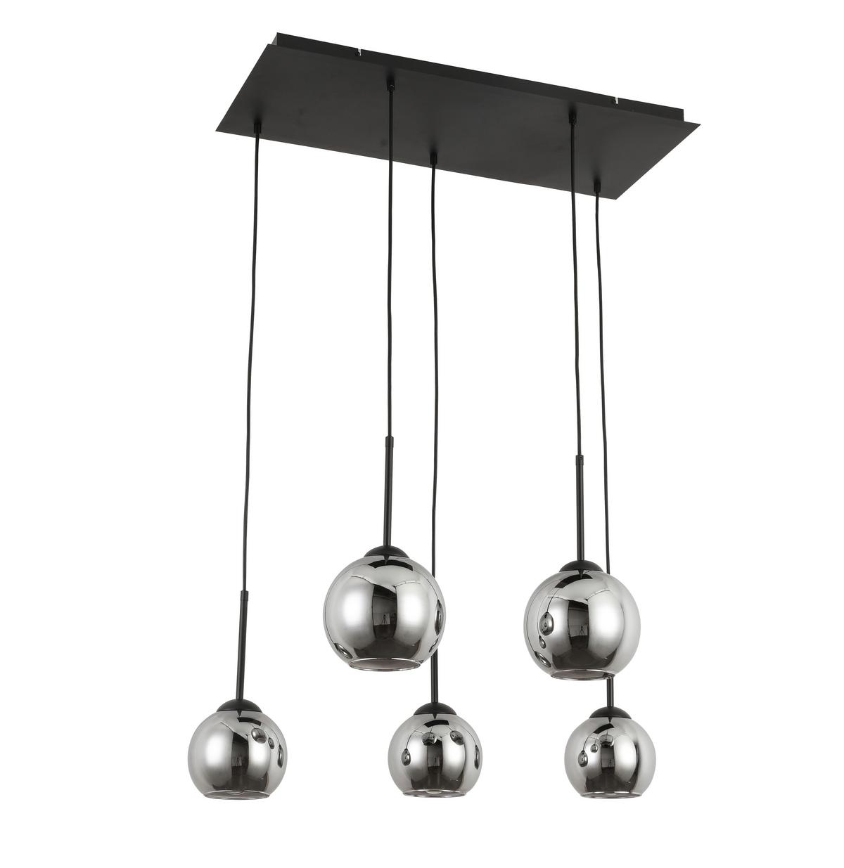 Závěsné svítidlo LUFOO - černá/barvy chromu, Moderní, kov/sklo (75/25/120cm) - Premium Living