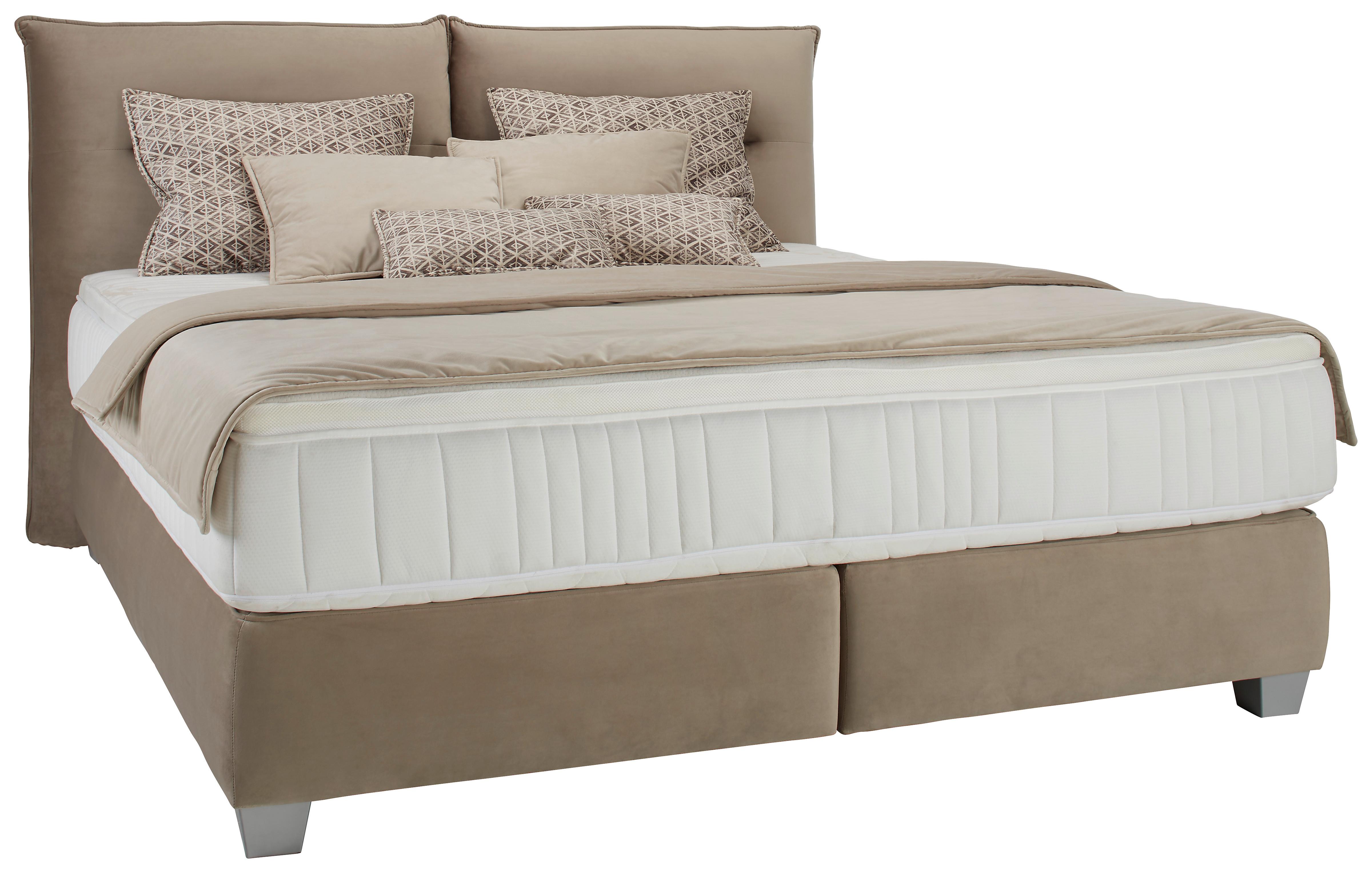 Posteľ boxspring Fog 160x200cm,béžová - strieborná/béžová, Lifestyle, drevo/kompozitné drevo (160/200cm) - Premium Living