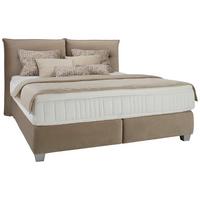 Posteľ boxspring Fog 160x200cm,béžová - strieborná/béžová, Lifestyle, drevo/kompozitné drevo (160/200cm) - Premium Living