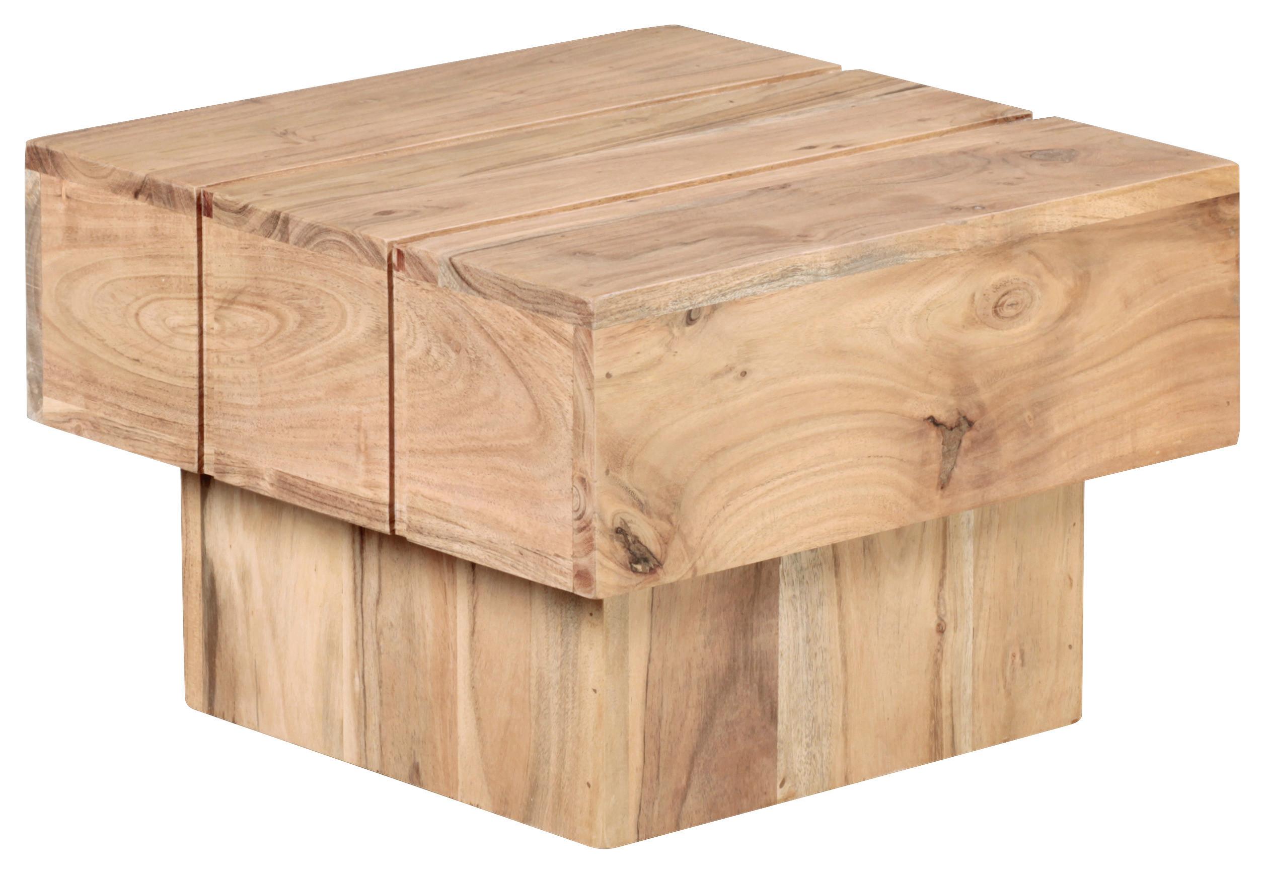 Beistelltisch Echtholz Massiv Sira, Akazie Naturbelassen - Akaziefarben, Design, Holz (44/44/30cm) - MID.YOU