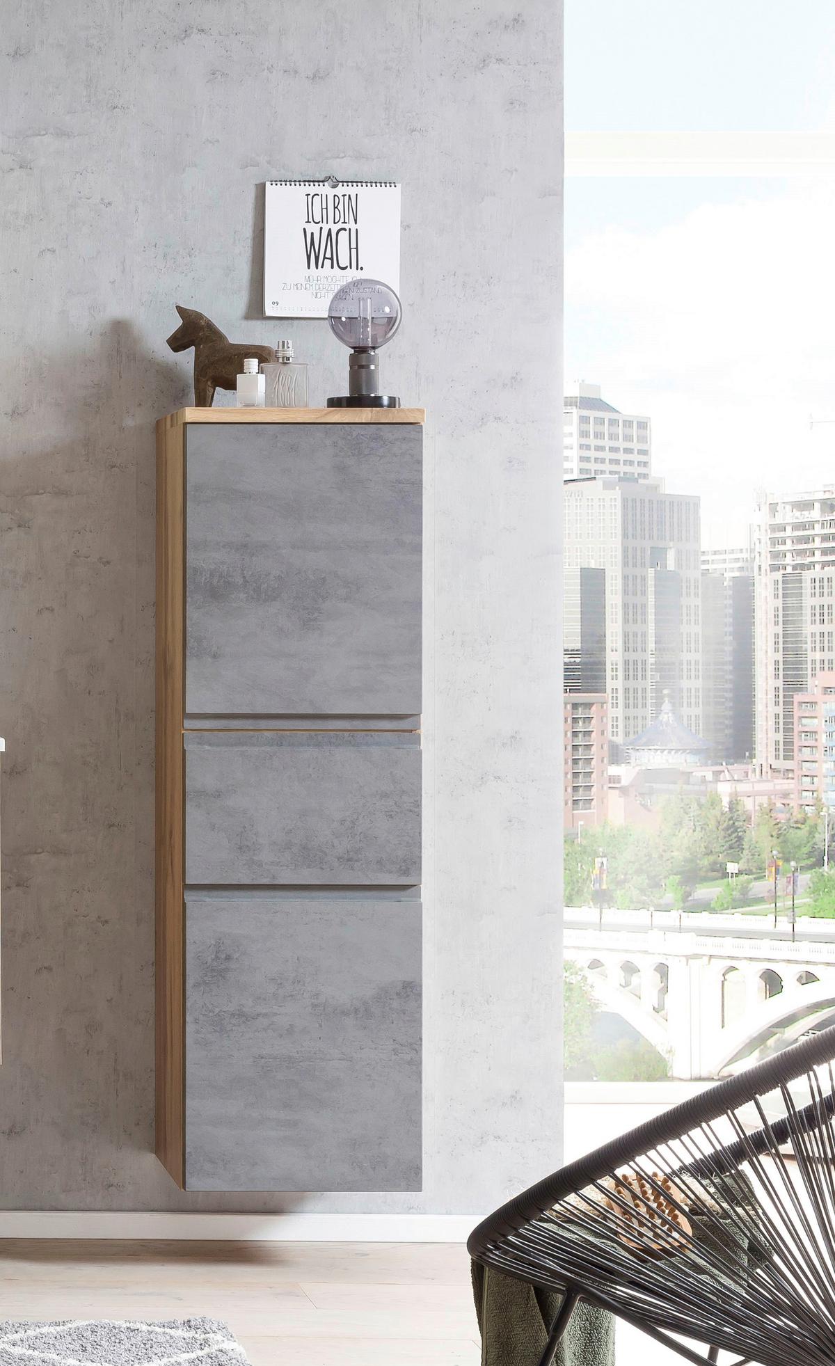 Midischrank Varese B: 40 Cm Hellgrau/eiche Wotan - Eiche Wotan/Hellgrau, MODERN, Holzwerkstoff (40/130/35cm) - Held
