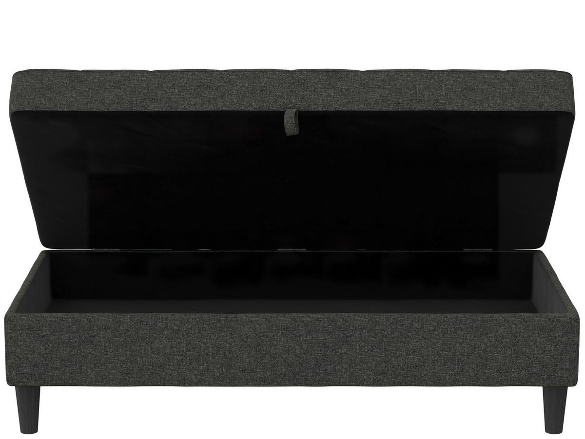 Hocker Palermo Anthrazit, mit Stauraum - Anthrazit/Schwarz, Basics, Textil (130/43/69cm) - Livetastic