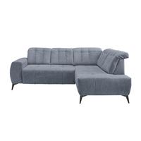 Ecksofa mit USB Anschluss Sano, Hellblau, S: 261x200 cm - Schwarz/Hellblau, MODERN, Textil (261/200cm) - Livetastic