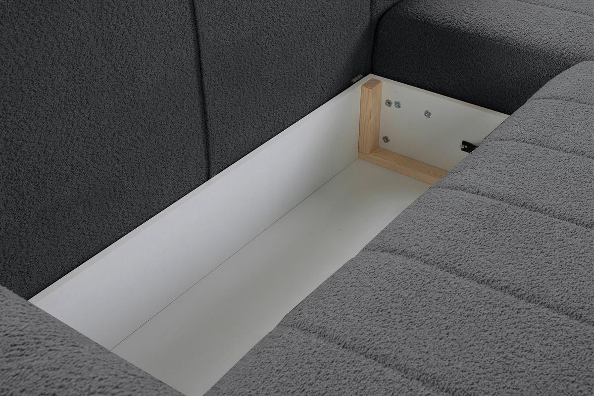 Ecksofa Luna New Boucle Grau, S: 260x161cm - Schwarz/Grau, Design, Textil (260/161cm) - Livetastic