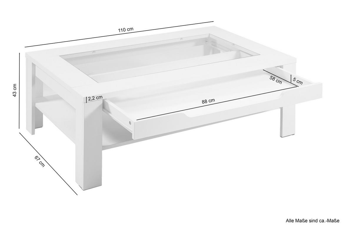 Couchtisch mit Stauraum Ralph Eiche Artisan Dekor - Eiche Artisan, Basics, Glas/Holzwerkstoff (110/67/43cm) - MID.YOU