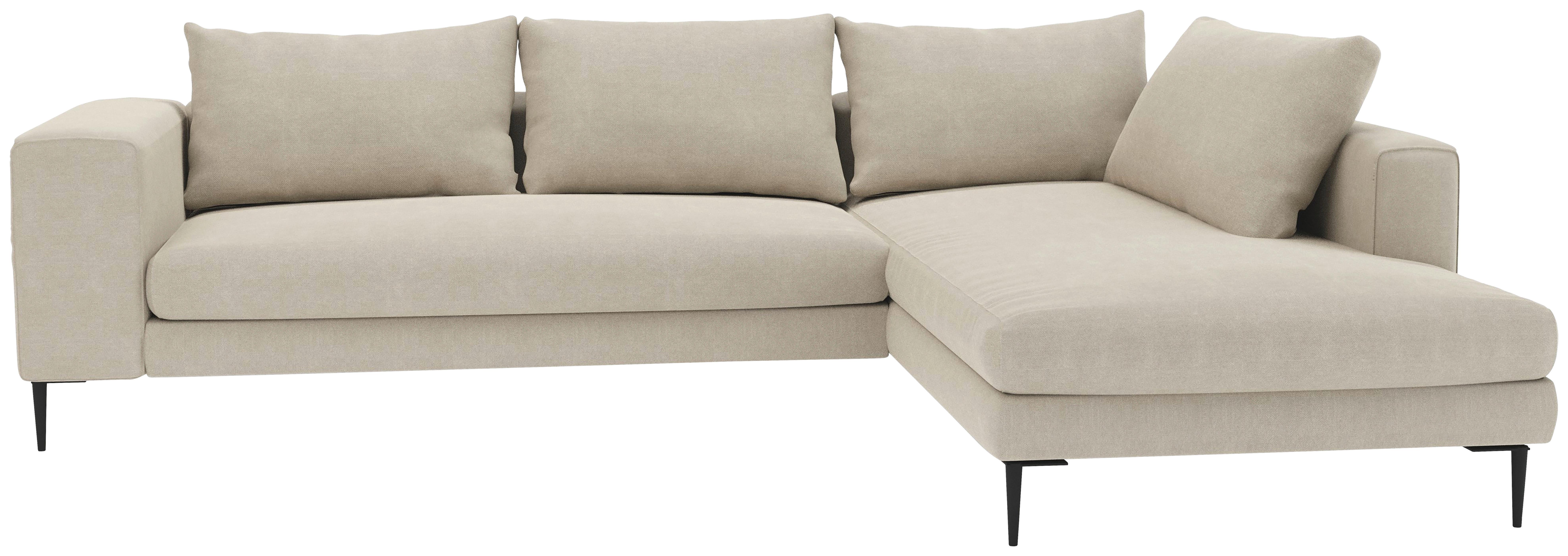 Ecksofa Aurora II - Beige/Schwarz, MODERN, Textil (295/210cm) - Trendmanufaktur