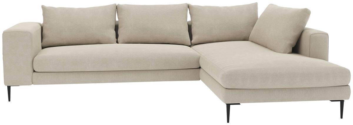 Ecksofa Aurora II - Beige/Schwarz, MODERN, Textil (295/210cm) - Trendmanufaktur