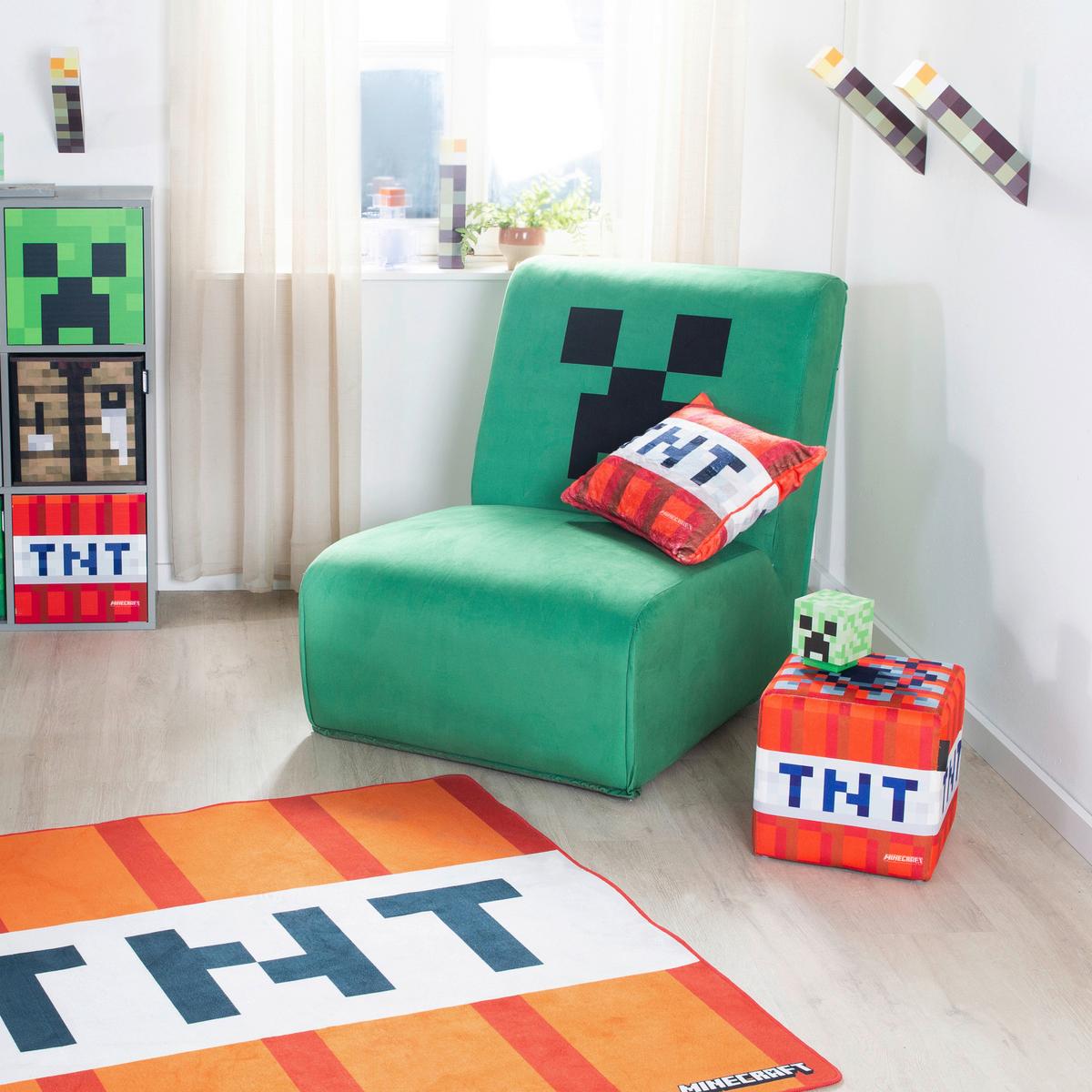 Polstersessel Minecraft Stoffbezug Samt Grün - Grün, MODERN, Textil (66/80/94cm) - Minecraft