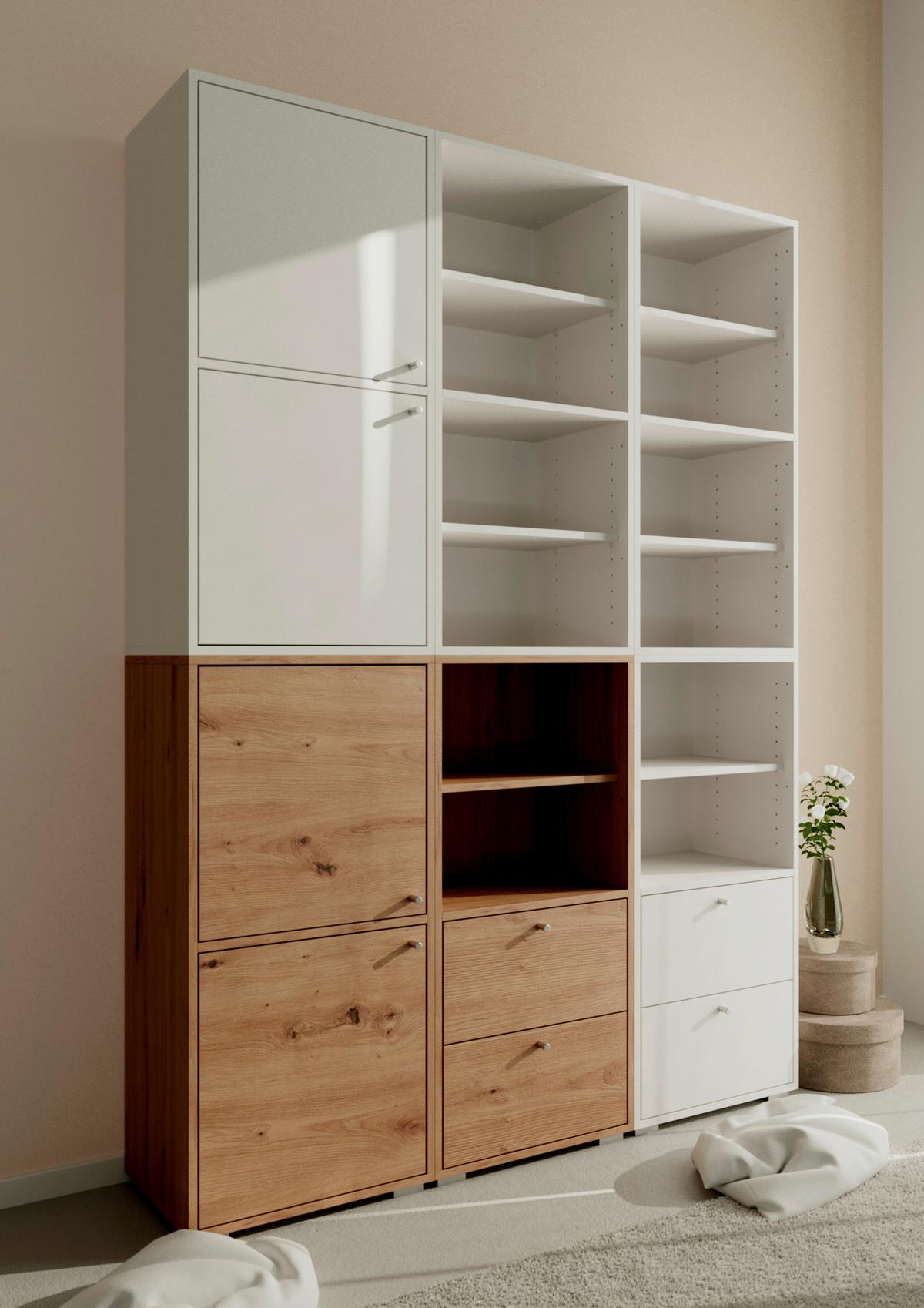 Regal Fyn 20a Eiche Artisan B: 46 Cm - Alufarben/Eiche Artisan, Design, Holzwerkstoff (46/96,5/33,5cm) - MID.YOU