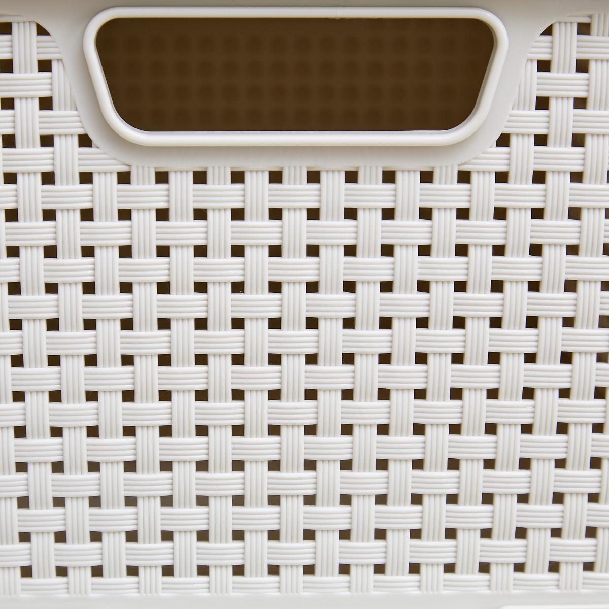 Schubladenbox Rattan Weiß , Anthrazit, 24,1x29,6x33 cm - Anthrazit/Weiß, Basics (24,1/29,6/33cm) - Ondega