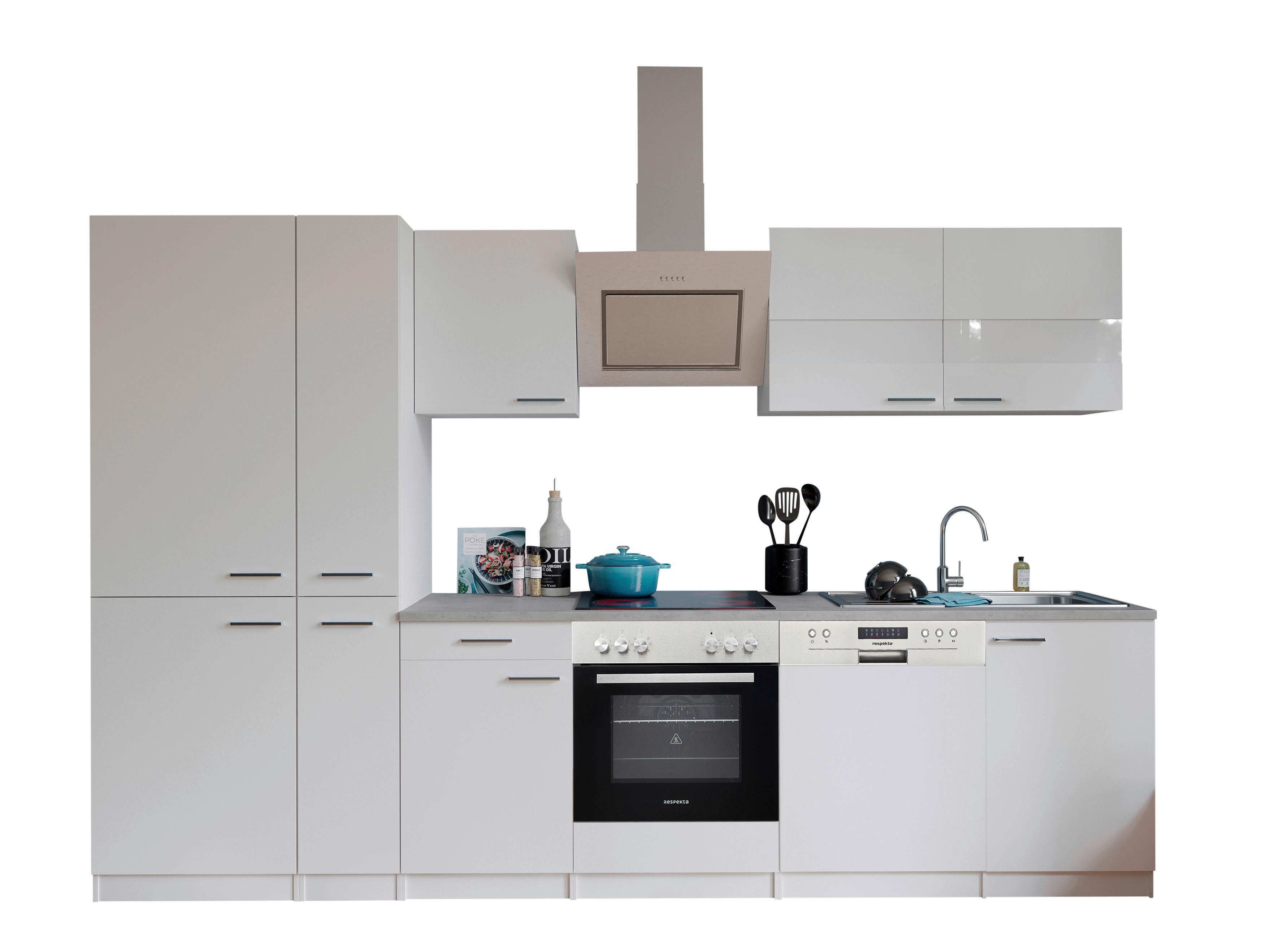 Küchenblock Malia Küchenblock 310 cm - Graphitfarben/Weiß, Basics, Holzwerkstoff (310cm) - Respekta