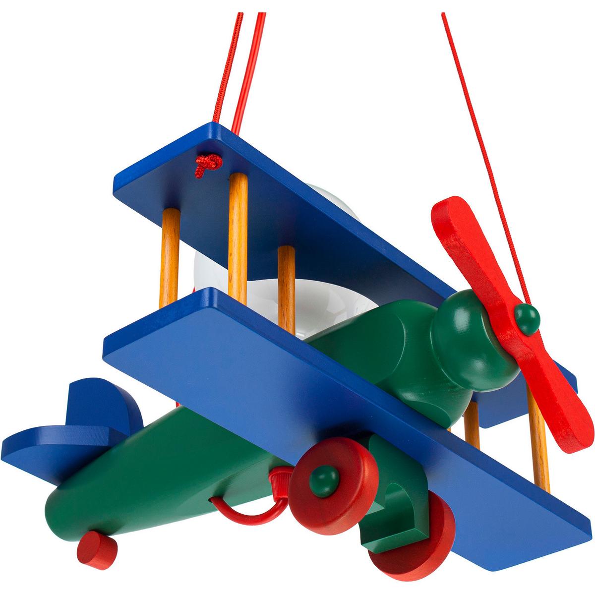 Kinderhängeleuchte Flugzeug H: 75 Cm 1-Flammig - Multicolor, Basics, Holz (29/31/75cm)
