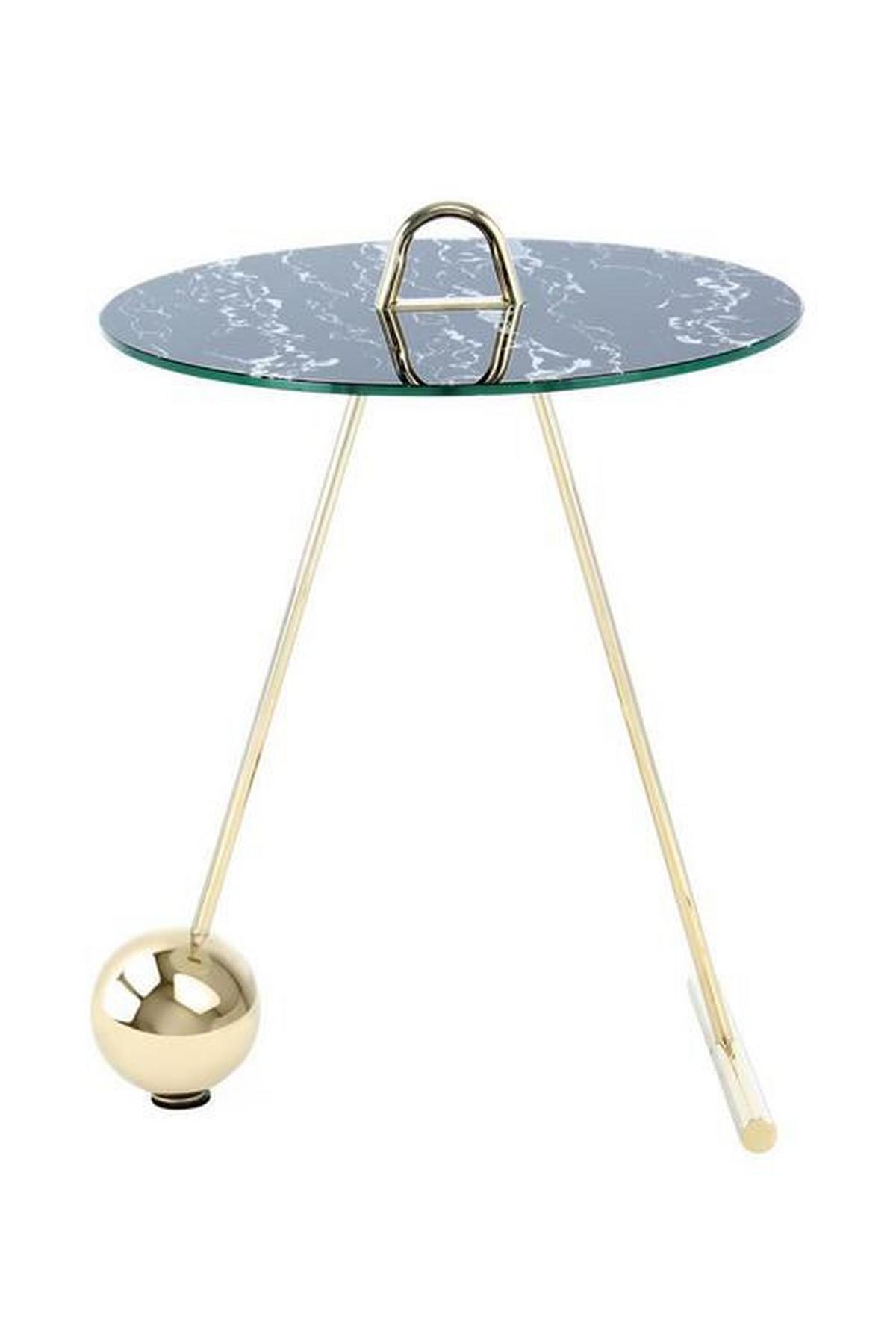 Príručný stolík JAN - čierna/zlatá, Basics, kov/sklo (46/60cm)