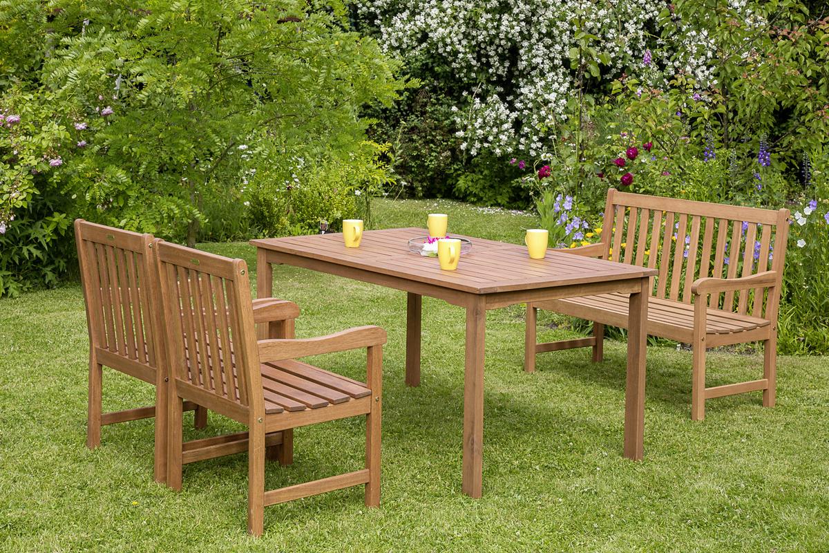 Gartenbank Echtholz 2-sitzer Santos Mit Rückenlehne - Naturfarben, Basics, Holz (107/89/58cm) - Gardenson