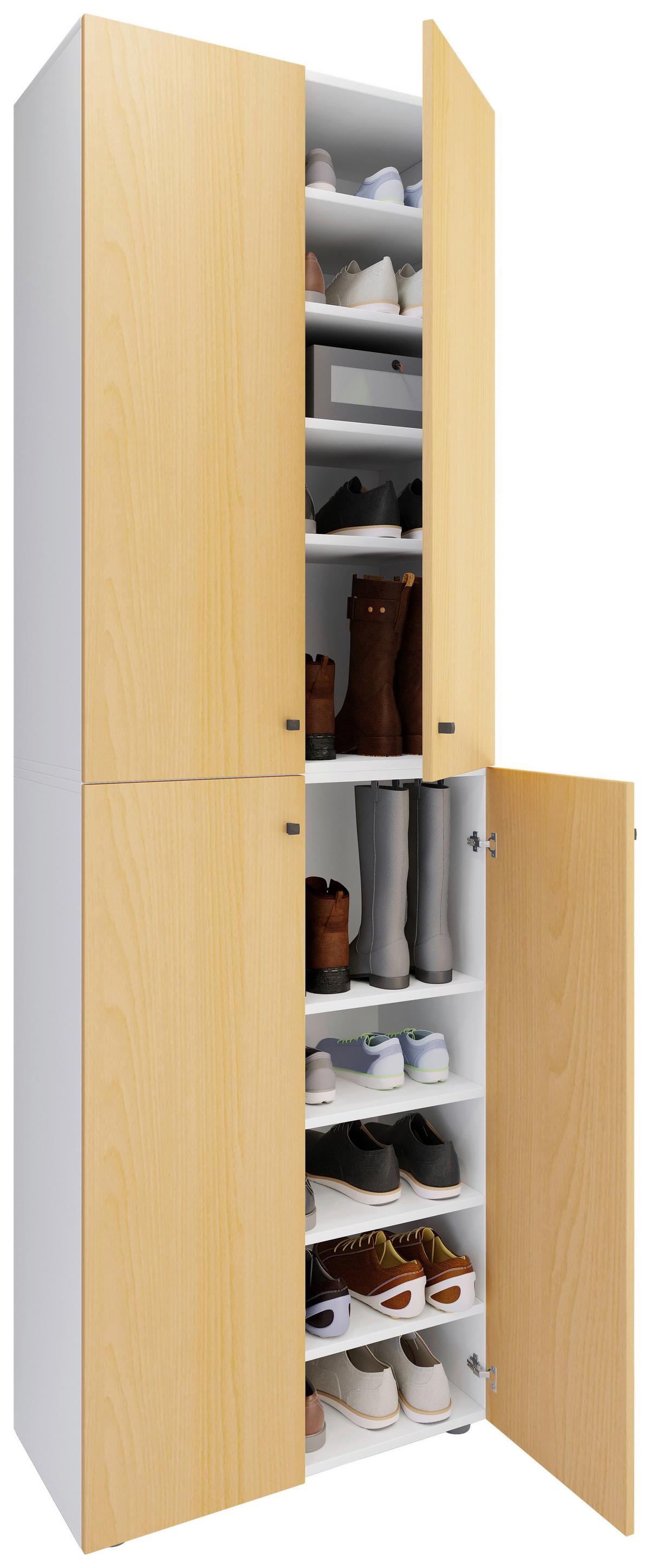 Schuhschrank Lona Weiß Buchefarben - Buchefarben/Schwarz, Design, Holzwerkstoff (70/220/40cm) - MID.YOU