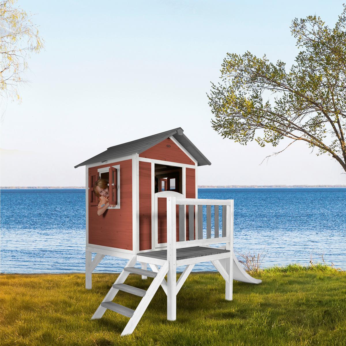 Spielhaus C050.002.95 - Rot/Weiß, KONVENTIONELL, Holz/Kunststoff (240/189/167cm) - Ambia Garden