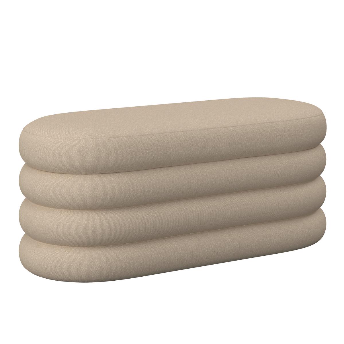 Taburetová lavice LORENA polstrovaná, světle hnědá - hnědá, Moderní, dřevo/textil (110/47/45cm) - Bessagi Home