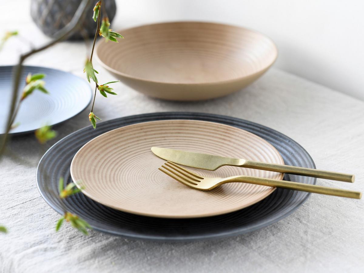 Jídelní souprava 12- dílná - antracitová/pískové barvy, Basics, keramika (34/30/30,5cm) - Creatable