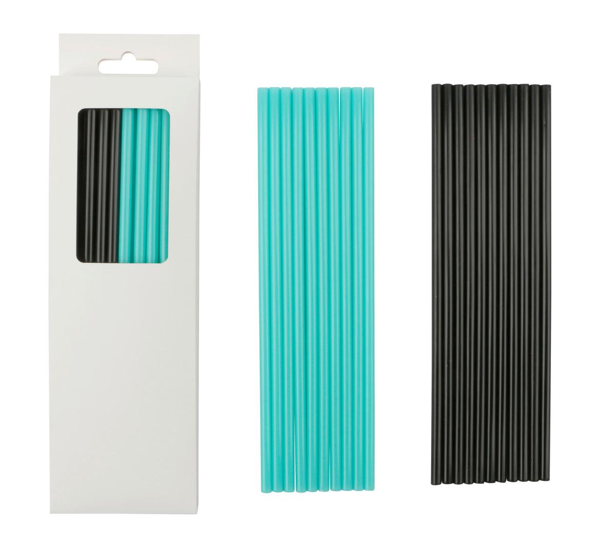 Szívószálszett Sina 30 Darabos - türkiz/fekete, Basics, műanyag (0,6/22cm) - Luca Bessoni