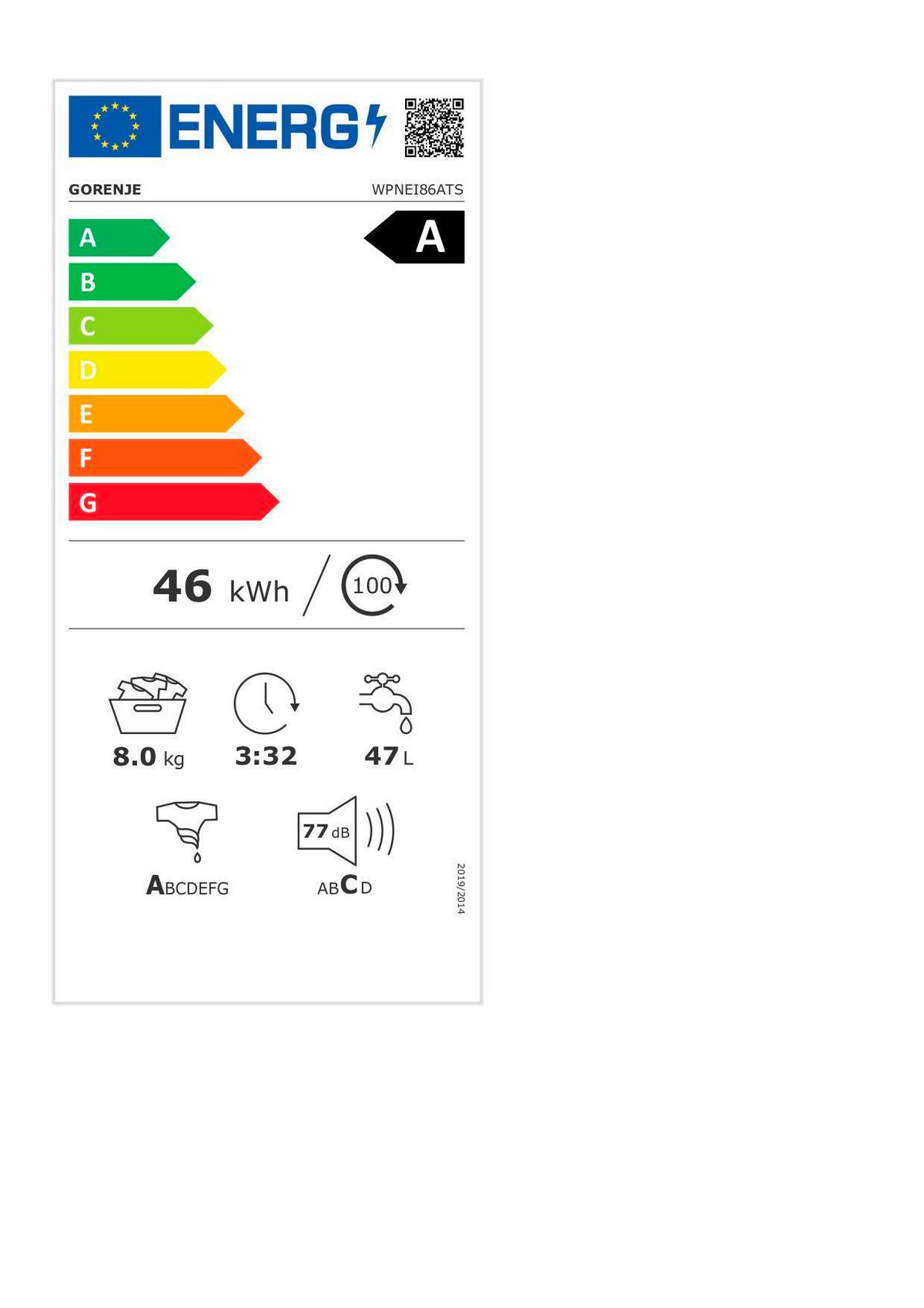 Waschmaschine Wpnei86ats - Schwarz/Weiß, Basics, Glas/Kunststoff (60/85/54,5cm) - Gorenje