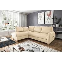 Ecksofa Compact Beige B: 168x227 Cm - Beige/Buchefarben, Design, Leder/Textil (168/227cm) - Livetastic