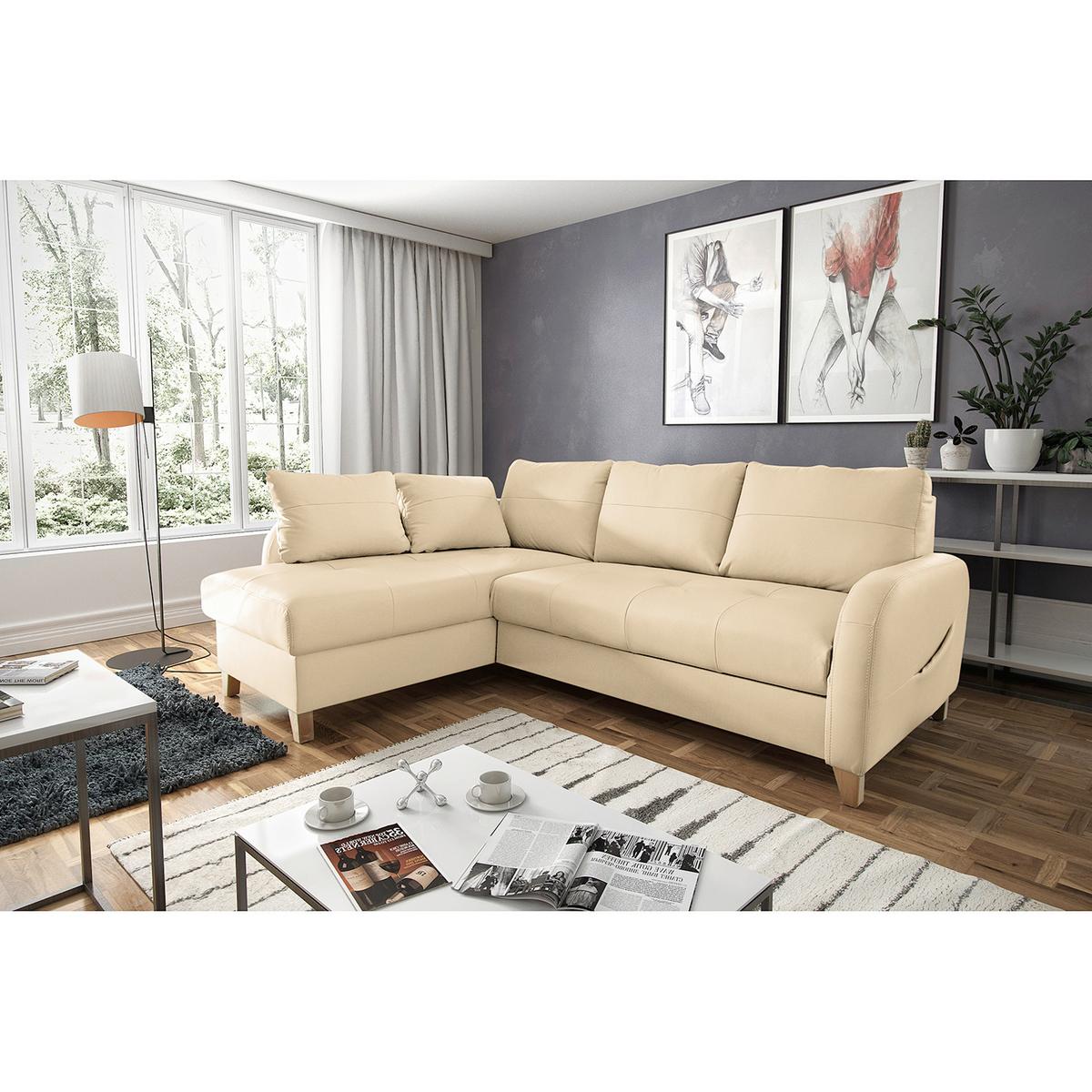 Ecksofa Compact Beige B: 168x227 Cm - Beige/Buchefarben, Design, Leder/Textil (168/227cm) - Livetastic