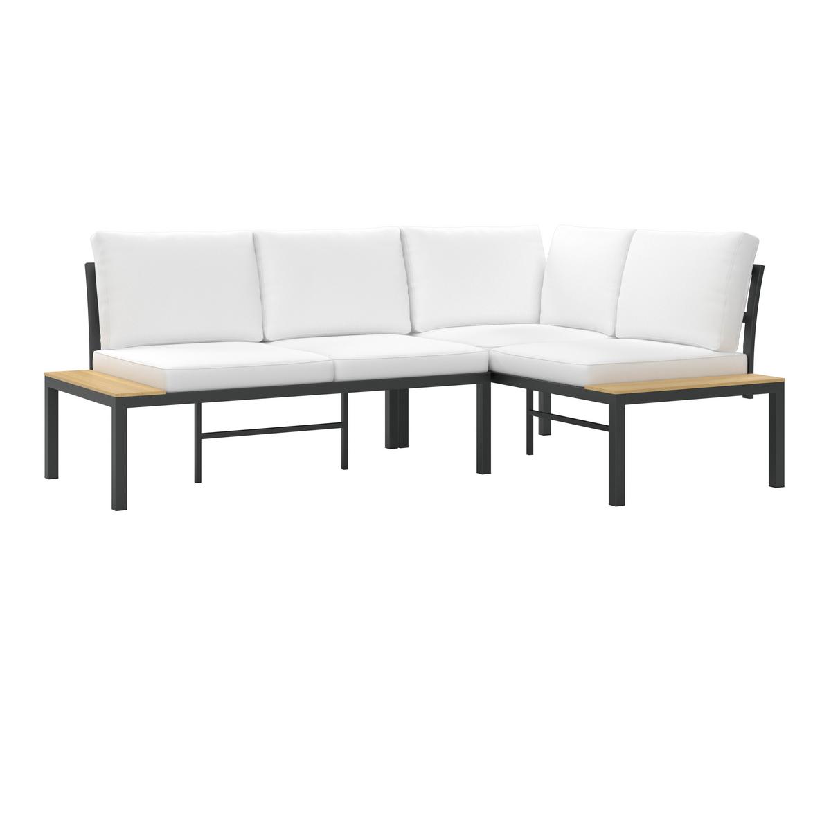 TERASOVÁ SEDACÍ SOUPRAVA ARIANNA - černá/krémová, Moderní, kov/textil (146/76/75cm) - Bessagi Garden