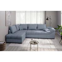 Eckschlafsofa Alvito Hellblau S: 202x298 Cm - Schwarz/Hellblau, MODERN, Textil (202/298cm) - MID.YOU