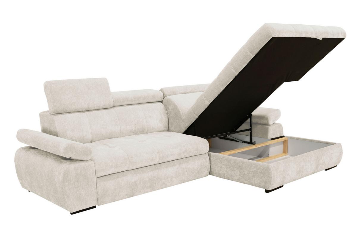 Rohová sedačka VEGAS, pravá, béžová žinylka - černá/béžová, Design, dřevo/textil (294/173cm)