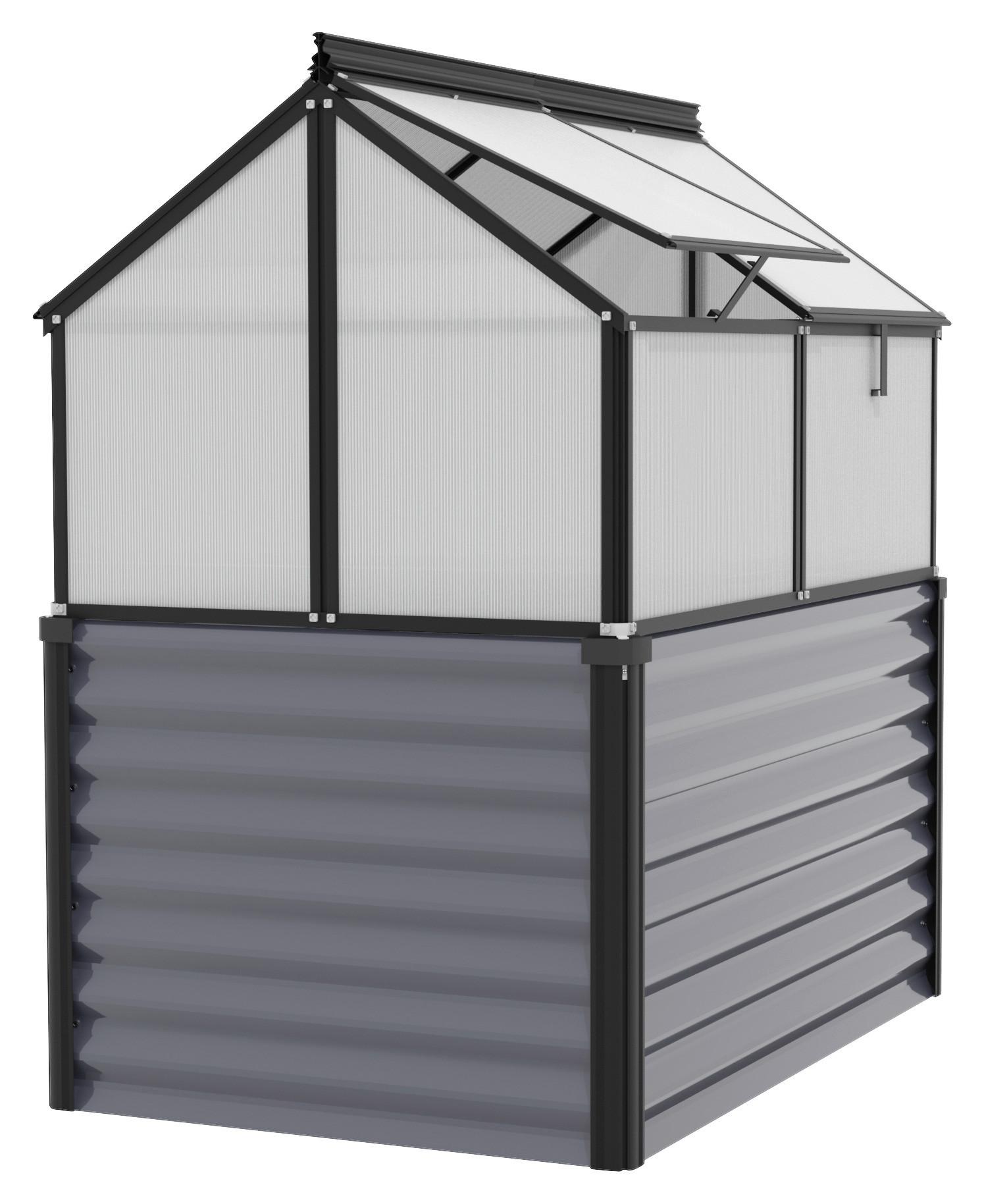 Hochbeet Aluminium Gaia Jumbo 83x135,1x121,6 Cm - Schwarz/Grau, Basics, Glas/Metall (83/135,1/121,6cm)
