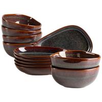 Snackschalenset Cordelia Braun/rot, 12-Teilig - Rot/Braun, Trend, Keramik - Mäser