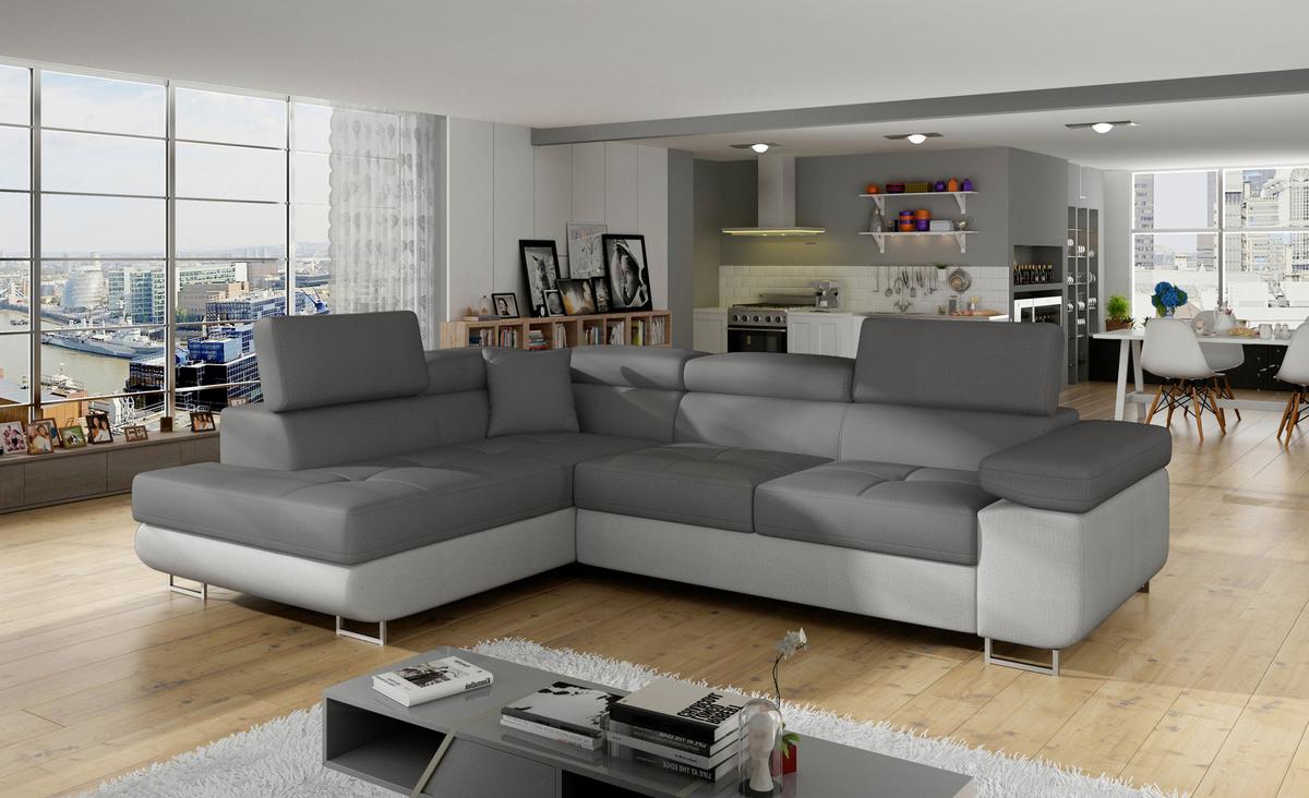 Ecksofa Anton Grau, Hellgrau S:203x272 Cm - Chromfarben/Hellgrau, Design, Textil (203/272cm) - MID.YOU