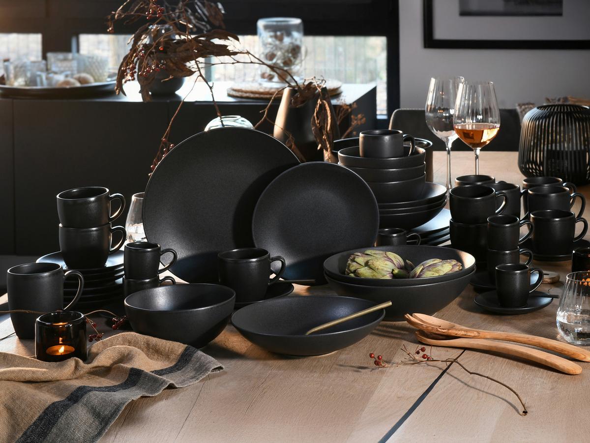 Kombiserviceset Soft Steinzeug, Schwarz, 24 -Teilig. - Schwarz, Basics, Keramik - Creatable