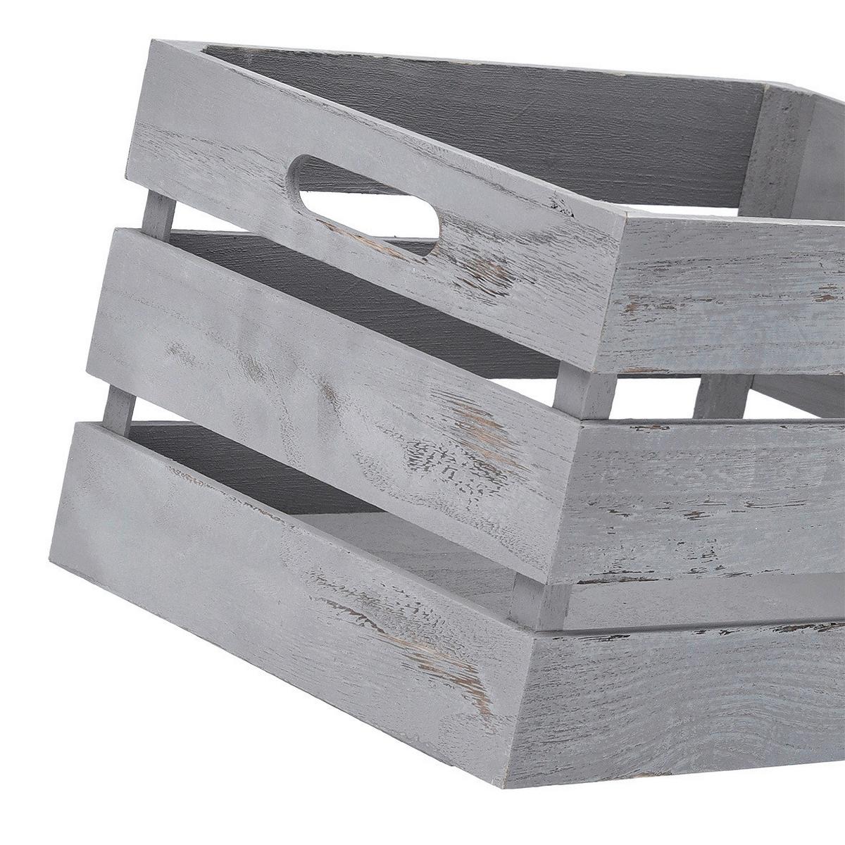 Dekokiste Holz Grau LxBxH: ca. 35x25x20,5 cm - Grau, Basics, Holz (35/25/20,5cm) - Zeller Present