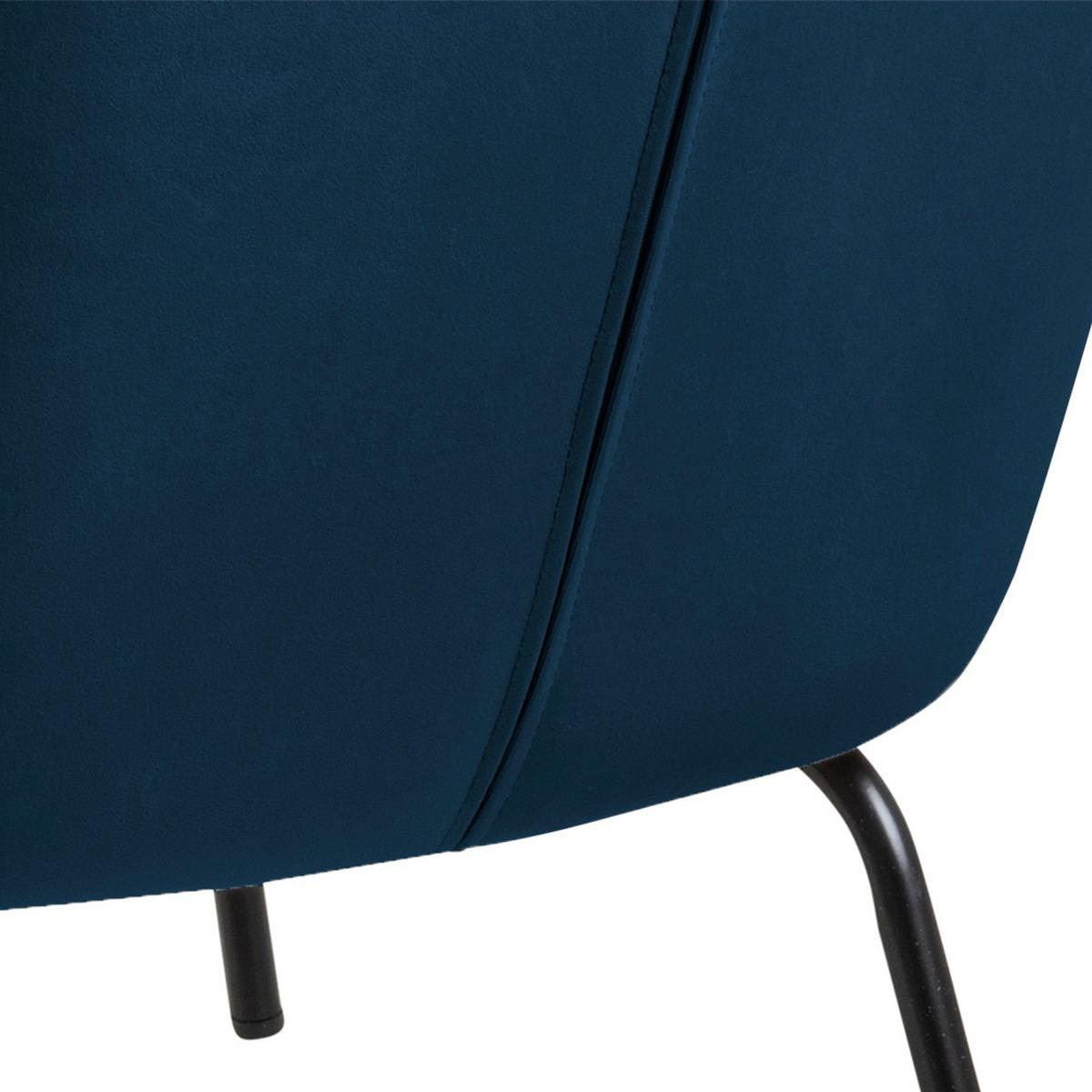 Polsterstuhl Melissa Blau Velours - Blau/Schwarz, KONVENTIONELL, Textil (75/83/75cm) - Livetastic