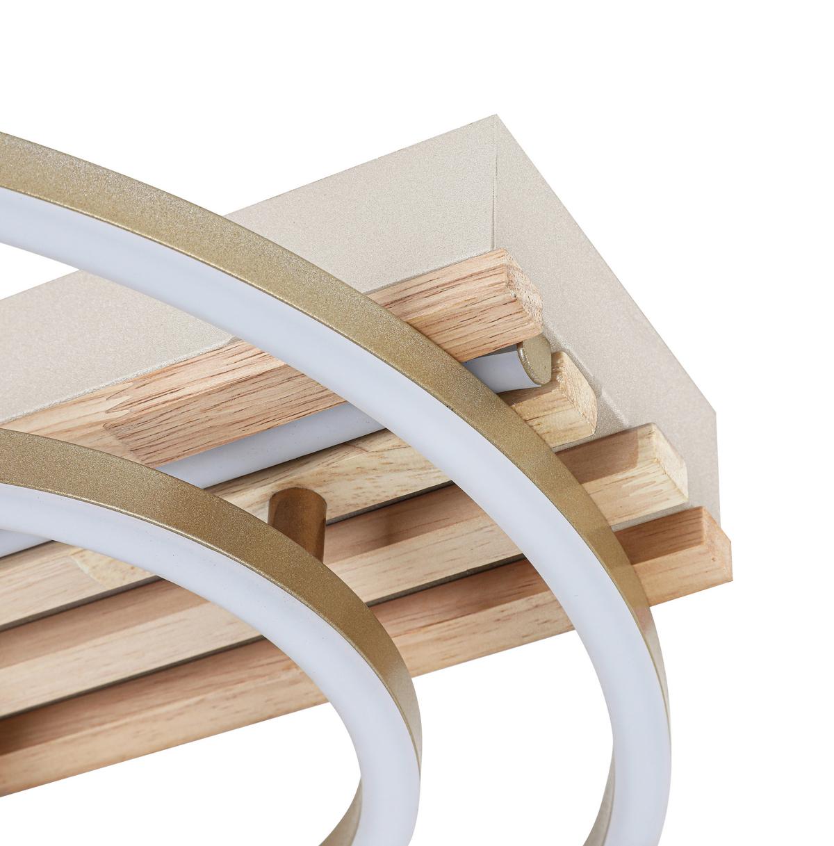 LED-DECKENLEUCHTE CELAL - Champagner/Eichefarben, Basics, Holzwerkstoff/Kunststoff (42/40/7cm) - Luca Bessoni